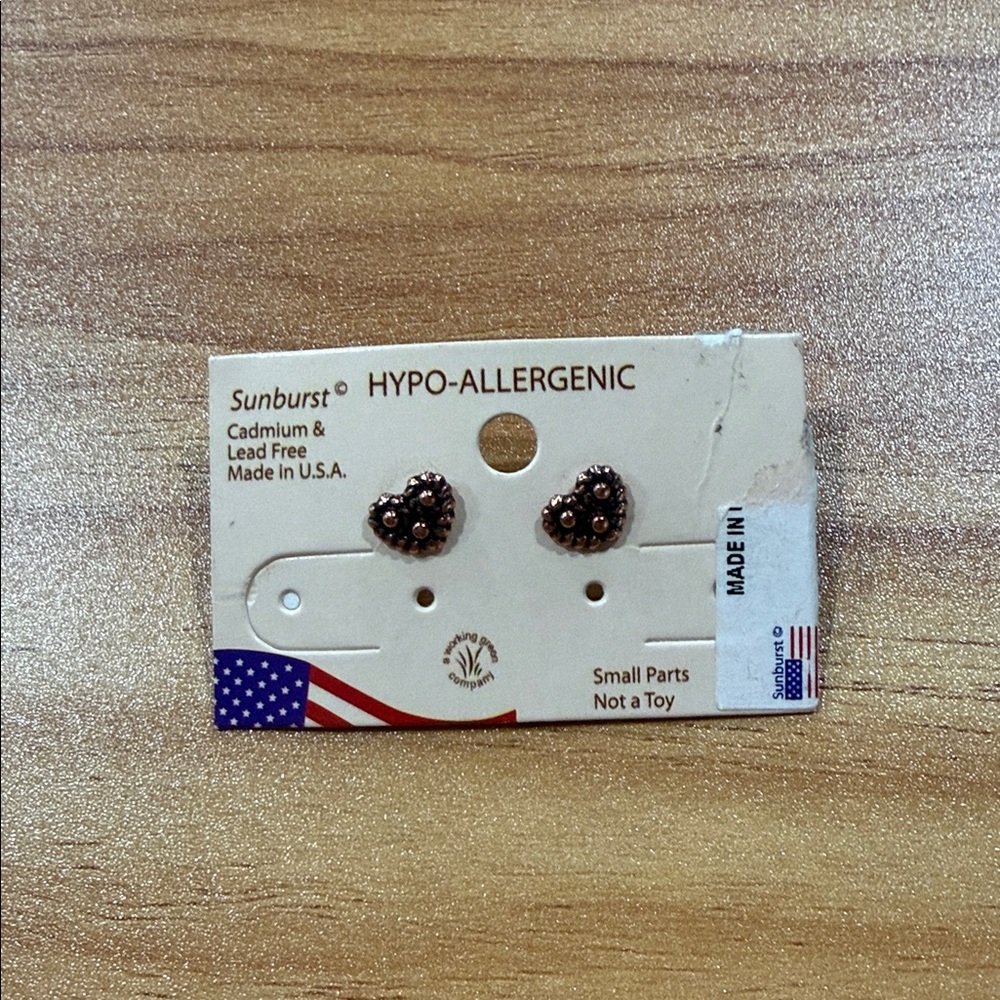 New Bronze Copper Colored Heart Stud Earrings